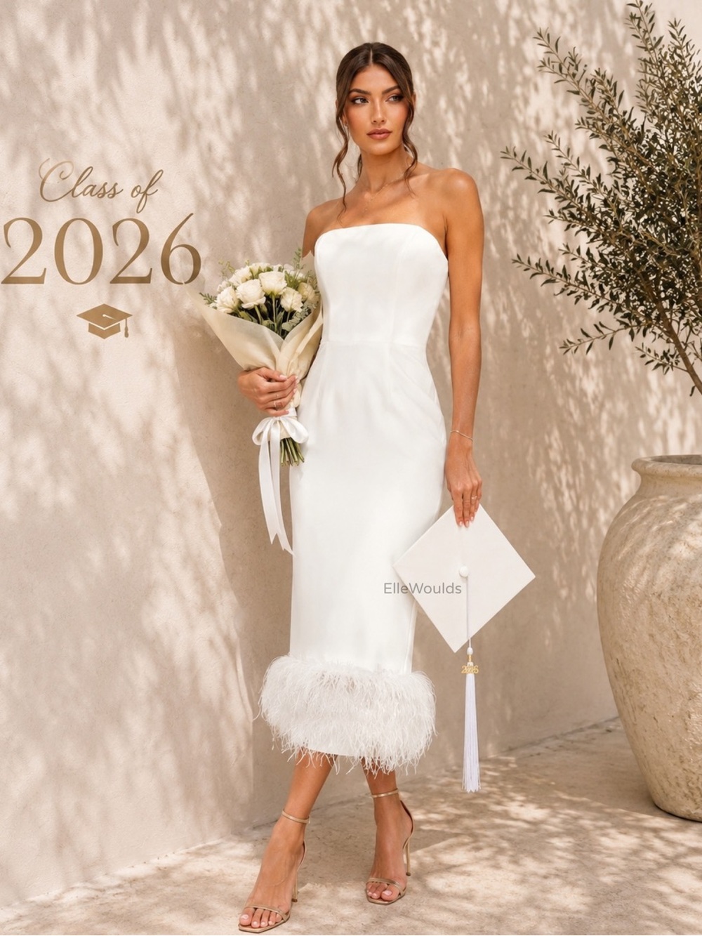 Mac Duggal Strapless Column Dress With Feather Trim Graduation Size 6 $498